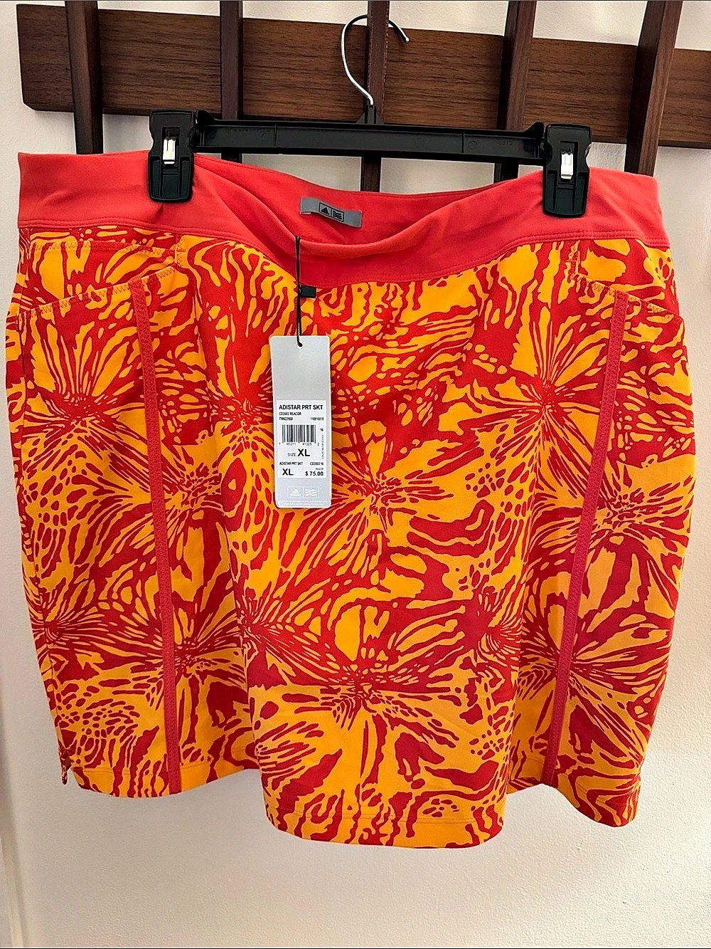 Adidas Ultimate Adistar Skort Abstract Skirt in Orange & Pink XL NWT